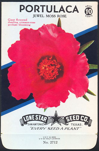 #CE027 - Brilliantly Colored Jewel Moss Rose Portulaca Lone Star 10¢ Seed Pack - As Low As 50¢ each