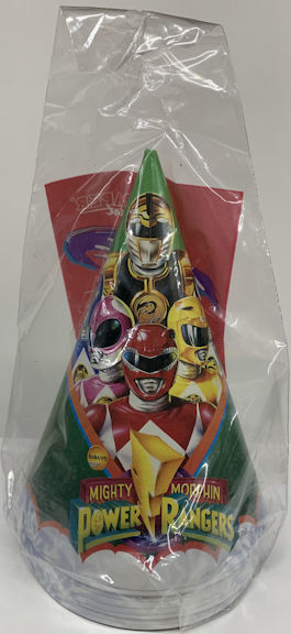 #CH505 - Full Unopened Package of 8 Mighty Morphin Power Rangers Party Hats