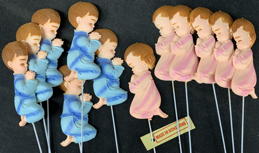 #MISCELLANEOUS416 - Group of 12 Praying Children  Figures on Stems