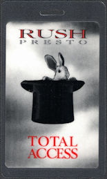 ##MUSICBP0701 - Uncommon Rush OTTO Laminated "Total Access" Backstage Pass from the 1990 Presto Tour