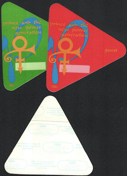 ##MUSICBP0657 - Pair of Prince and the New Power Generation OTTO Cloth Backstage Guest Passes from the 1992 Diamond & Pearls Tour