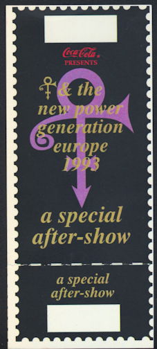 ##MUSICBPT0030 - Scarce Prince and the New Power Generation 1993 European Tour OTTO Party Pass/Ticket