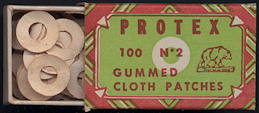 #CS349 - Full Box of Protex Gummed Cloth Patches with Bear - Deco Design