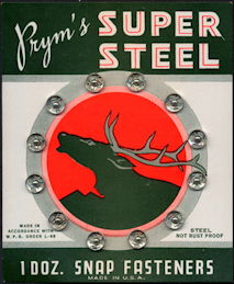 #CS115 - Display card with 12  Prym's Super Steel Snap Fasteners