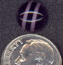 #BEADS0335 - Small Black Domed Cabochon with Light Purple Stripes