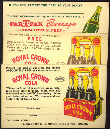 #SOZ093  - Group of 3 Different Royal Crown Cola Coupons