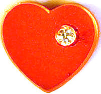 #BEADS0471 - 8mm Luminescent Glass Heart with Embedded Rhinestone - As low as 15¢ ea