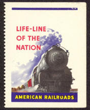 #BDTransport082 - Scarce Life-Line of the Nation American Railroads Poster/Cinderella Stamp