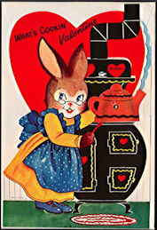#HH102 - Large Diecut Mechanical Valentine with Bunny with Original Envelope