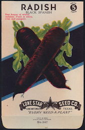 #CE074 - Brilliantly Colored Black Spanish Radish Lone Star 5¢ Seed Pack - As Low As 50¢ each