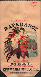 #CS452 - Large Rapahanoc Ground Meal Bag with Indian Chief Pictured