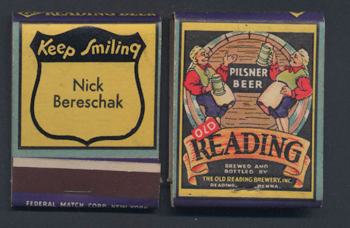 #SP058 - Beautiful Old Reading Pilsner Beer Full Pack of Front Cover Striker Matches