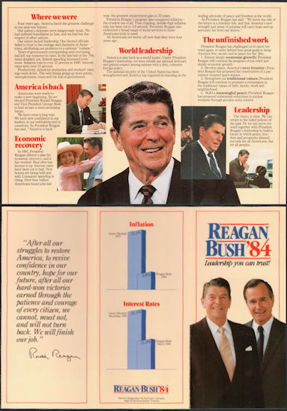 #PL356 - 1984 Reagan Bush Campaign Brochure - Leadership You Can Trust