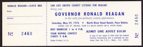 #PL300 - Rare 1976 Reagan Pre-Primary BBQ Ticke...