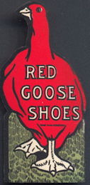#CH382 -  Diecut Red Goose Shoes Label/Sticker/Decal Picturing the Goose