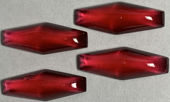 #BEADS1038 - Group of 4 Faceted 22mm Light Ruby Colored Glass Rhinestones