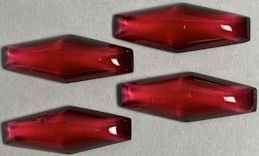 #BEADS1038 - Group of 4 Faceted 22mm Light Ruby Colored Glass Rhinestones
