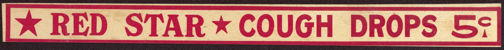 #SIGN105 - Waxed Cardboard Red Star Nickel Cough Drop Shelf Strip Sign