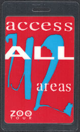 ##MUSICBP0829 - U2 All Access Laminated Backstage Pass from the Zoo TV Tour