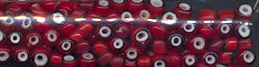 #BEADS0674 - Group of 100 Early Crude Red - Glass White Heart Beads - Sold to American Indians