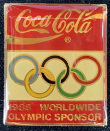 #CC465 - Coca Cola 1988 Calgary Winter Olympics Enameled Hat/Lapel Pin Picturing Rings