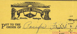 #UPaper082 - Ritzville Trading Company 1940s Check with Indian Logo