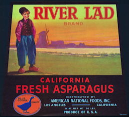 #ZLC411 - River Lad Asparagus Crate Label - Blu...