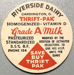 #DC270 - Group of 10 Riverside Dairy Milk Bottle Caps