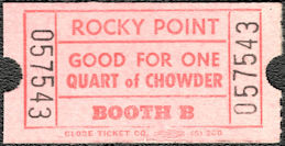 #MISCELLANEOUS385 -  Unused Rocky Point Amusement Park Ticket that was Good for a Quart of Their Chowder