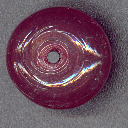#BEADS0207 - Very Large Heavy Deep Ruby Colored Round Incised Handmade (Lampwork) Bead