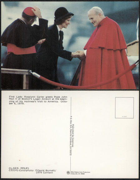 #PL419.04 - Rosalynn Carter Greeting Pope John Paul II 1979 Postcard