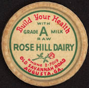 #DC137 - Rose Hill Milk Bottle Cap - As low as 15¢