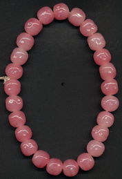 #BEADS0791 - Strand of 25 Large Cherry Brand Glass 12mm Clear Rose Quartz Glass Baroque (Dimpled) Glass Beads