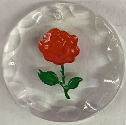 #BEADS0594 - Large 25mm Cut Glass Reverse Painted Rose Pendant - As low as $1 each