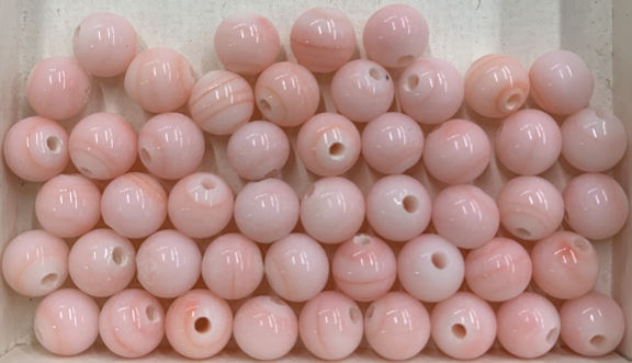 #BEADS1020 - Group of 48 6mm Round Rose Quartz Colored Glass Japanese Beads