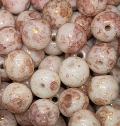 #BEADS0018 - Group of 12 White Base 5-6mm Round...