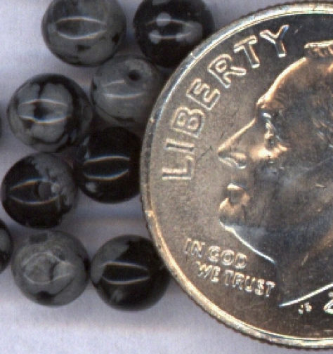 #BEADS0368 - Small Unusual Color Black and Grey Glass Bead