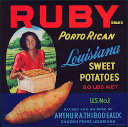 #ZLC032 - Ruby Porto Rican Sweet Potatoes Crate Label