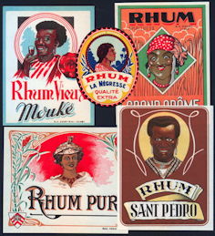#ZLW250 - 5 Different Rum Liquor Labels - Black...