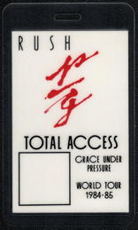 ##MUSICBP0376  - 1984-85 Rush OTTO Laminated Backstage Pass from the Grace Under Pressure Tour