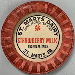 #DC284 - St. Marys Dairy Strawberry Milk Bottle Cap - Very Scarce One