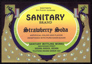 #ZLS125 - Sanitary Brand Strawberry Soda Bottle Label with Gilding and Peacock