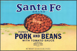 ZLSH208 - Group of 12 Very Large Santa Fe Pork and Beans Can Labels