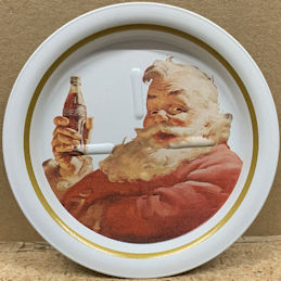 #CC417 - Group of 4 Ohio Art Metal Haddon Sundblum Santa Claus Coca Cola Coaster - Santa Without His Hat