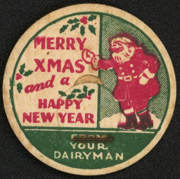 #DC119-03 - Uncommon Merry Xmas and a Happy New Year Milk Cap Picturing Santa