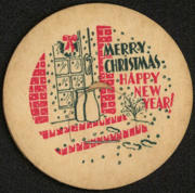 #DC119-08 - Rare Merry Christmas Happy New Year Milk Bottle Cap with Bottles on the Front Porch