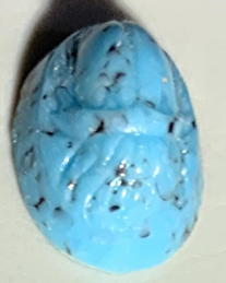 #BEADS1055 - Turquoise Matrix Scarab 13mm Glass Cabochon