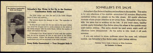 #ZZZ068 - Group of 12 Schneller's Eye Salve and Eye Water Brochures