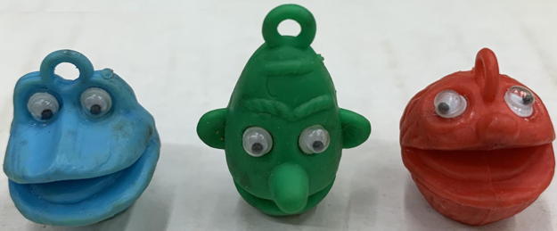 #CH684 - Group of 3 Rubbery Plastic Google Eyed Sesame Street Pencil Toppers/Charms