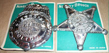 #TY631 - Pair of Carded Tin Sheriff and Special Police Badges - Made in Japan